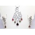 Silver Necklace Earrings 925 Sterling Pendant Women's Tourmaline Gem Stone A442